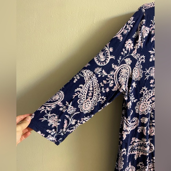 Talbots paisley print tunic top slit neck 3/4 sleeves 1X - Picture 7 of 9